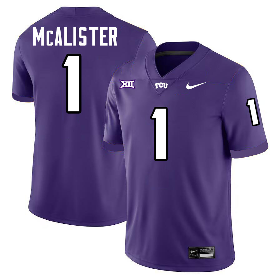#1 Eric McAlister TCU Jersey,Texas Christian University Horned Frogs Football Jersey-Purple